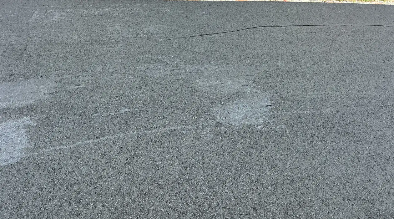Close-up of a fresh, tightly compacted asphalt surface